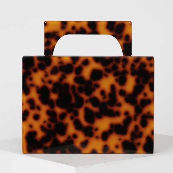 NWT - Lulus Tortoise Acrylic Box Clutch - Picture 2 of 9